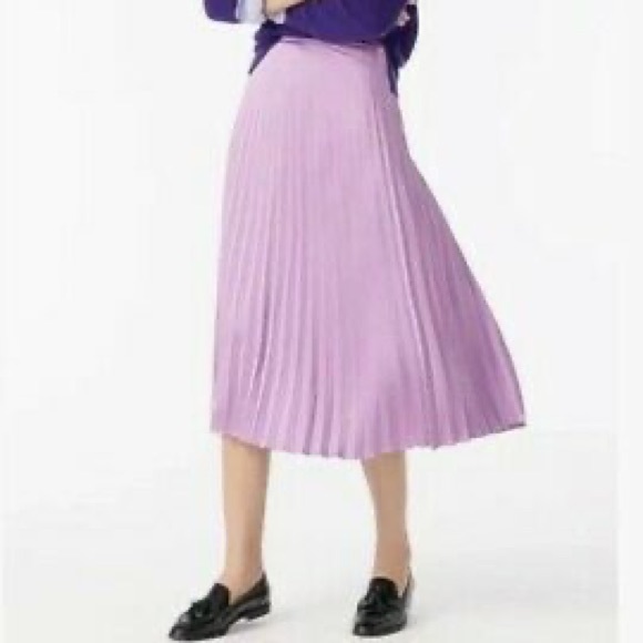 J Crew Pleated Midi Skirt Size 2 Wisteria Purple NEW - Picture 1 of 3